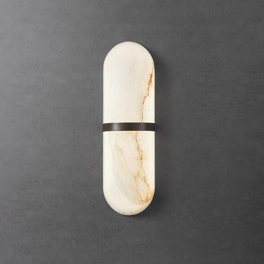 Wall Lamp Alabaster Capsule Brass Band