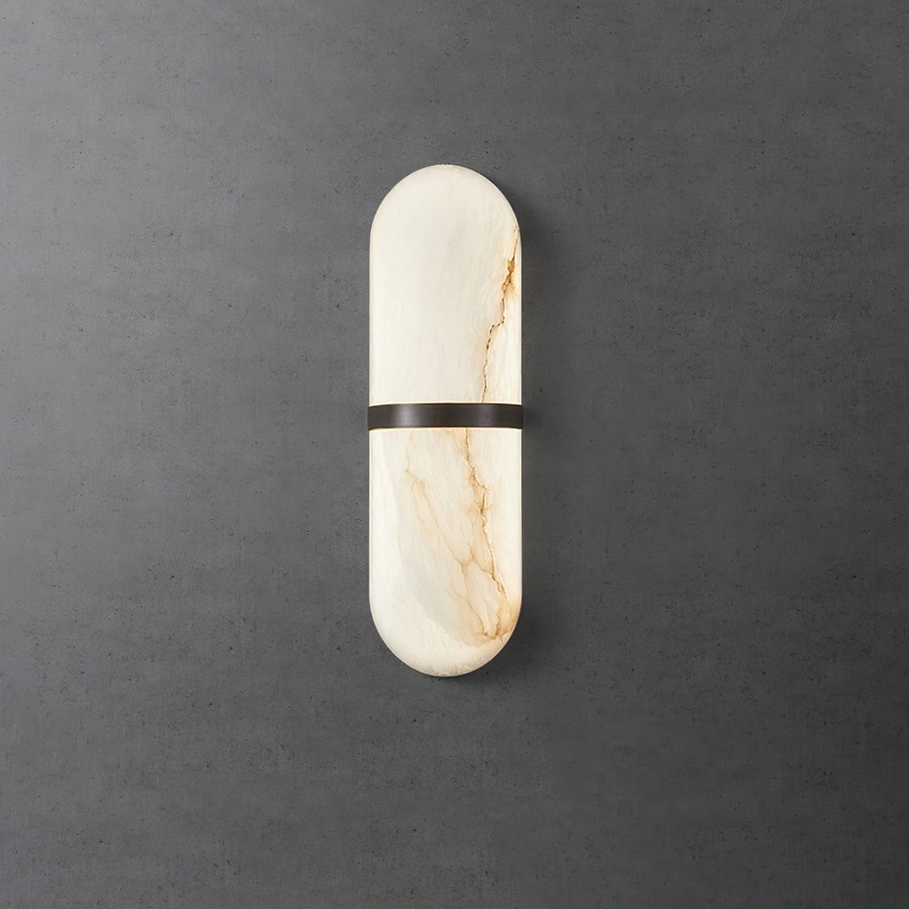 Wall Lamp Alabaster Capsule Brass Band