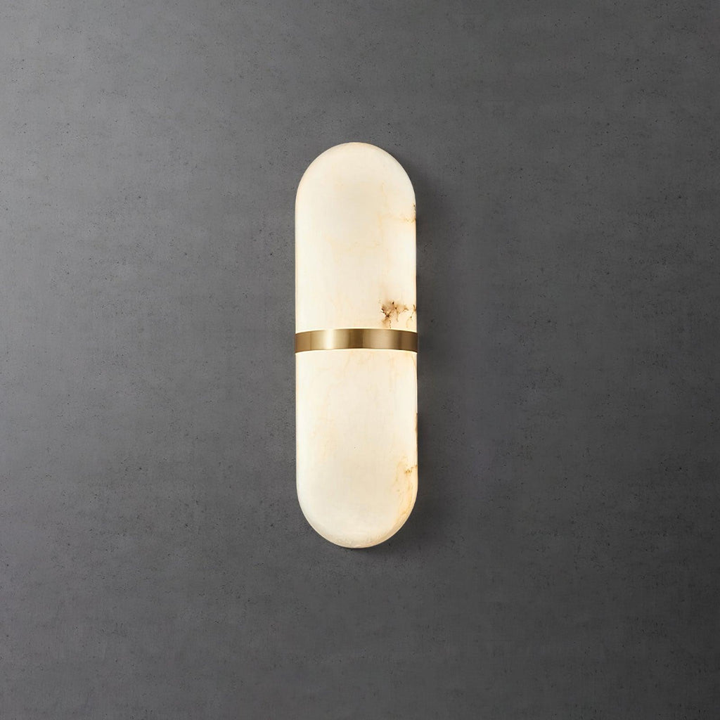 Wall Lamp Alabaster Capsule Brass Band
