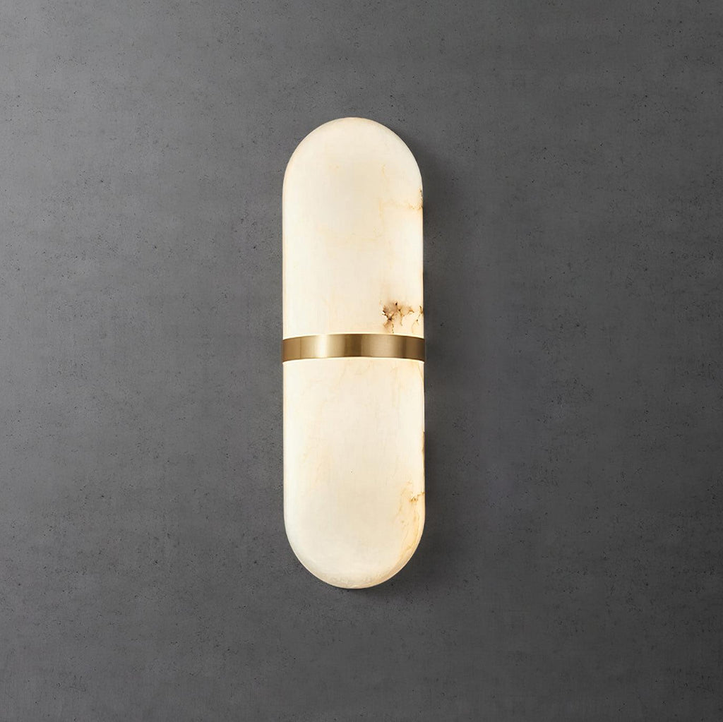 Wall Lamp Alabaster Capsule Brass Band