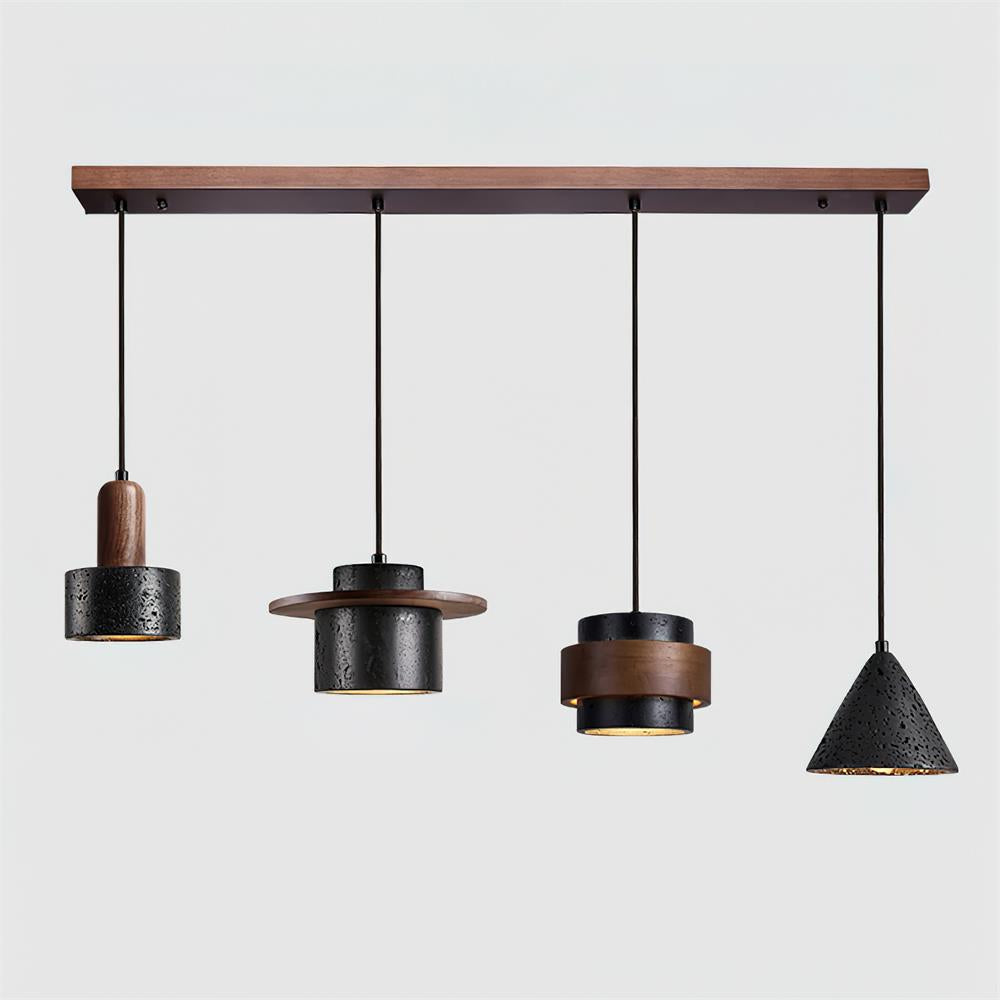Ritta Black Travertine Pendant Light Set
