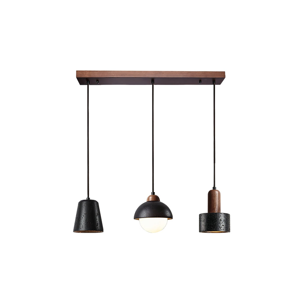 Ritta Black Travertine Pendant Light Set