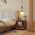 Norn Vintage Globe Pendant Light Wooden Beads