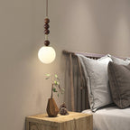 Norn Vintage Globe Pendant Light Wooden Beads