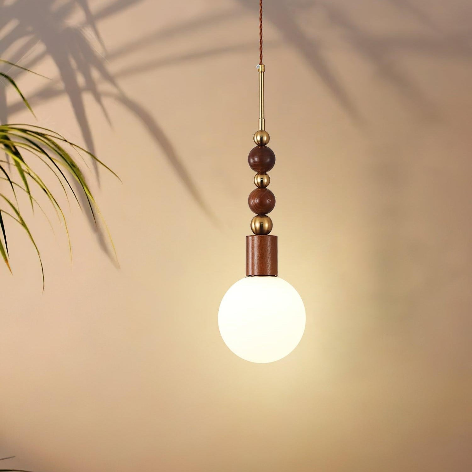 Norn Vintage Globe Pendant Light Wooden Beads