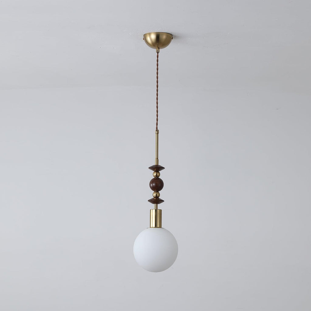 Norn Vintage Globe Pendant Light Wooden Beads