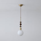 Norn Vintage Globe Pendant Light Wooden Beads
