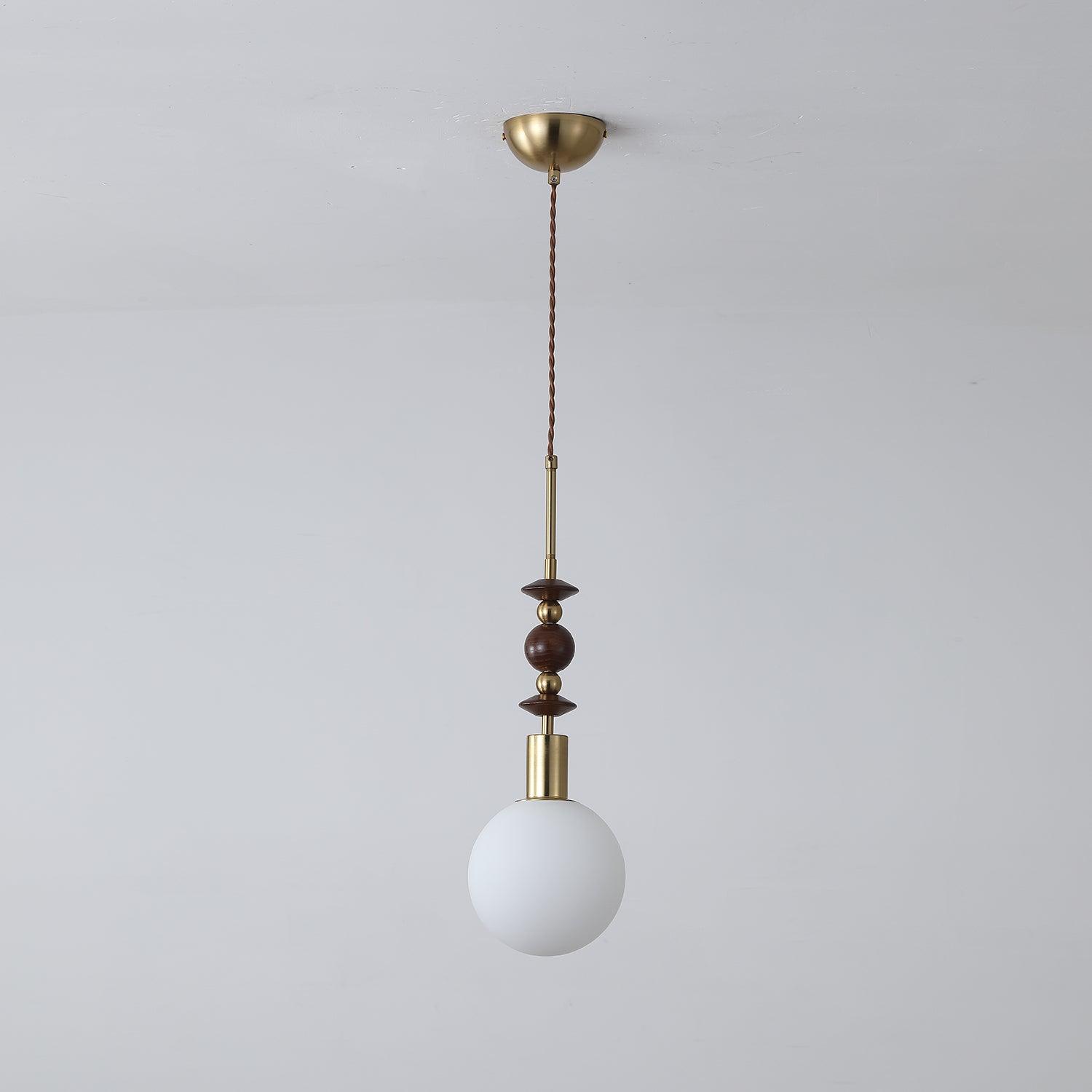 Norn Vintage Globe Pendant Light Wooden Beads