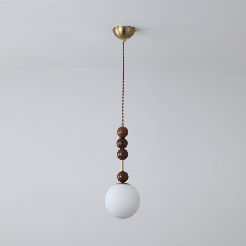 Norn Vintage Globe Pendant Light Wooden Beads