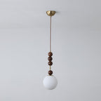Norn Vintage Globe Pendant Light Wooden Beads