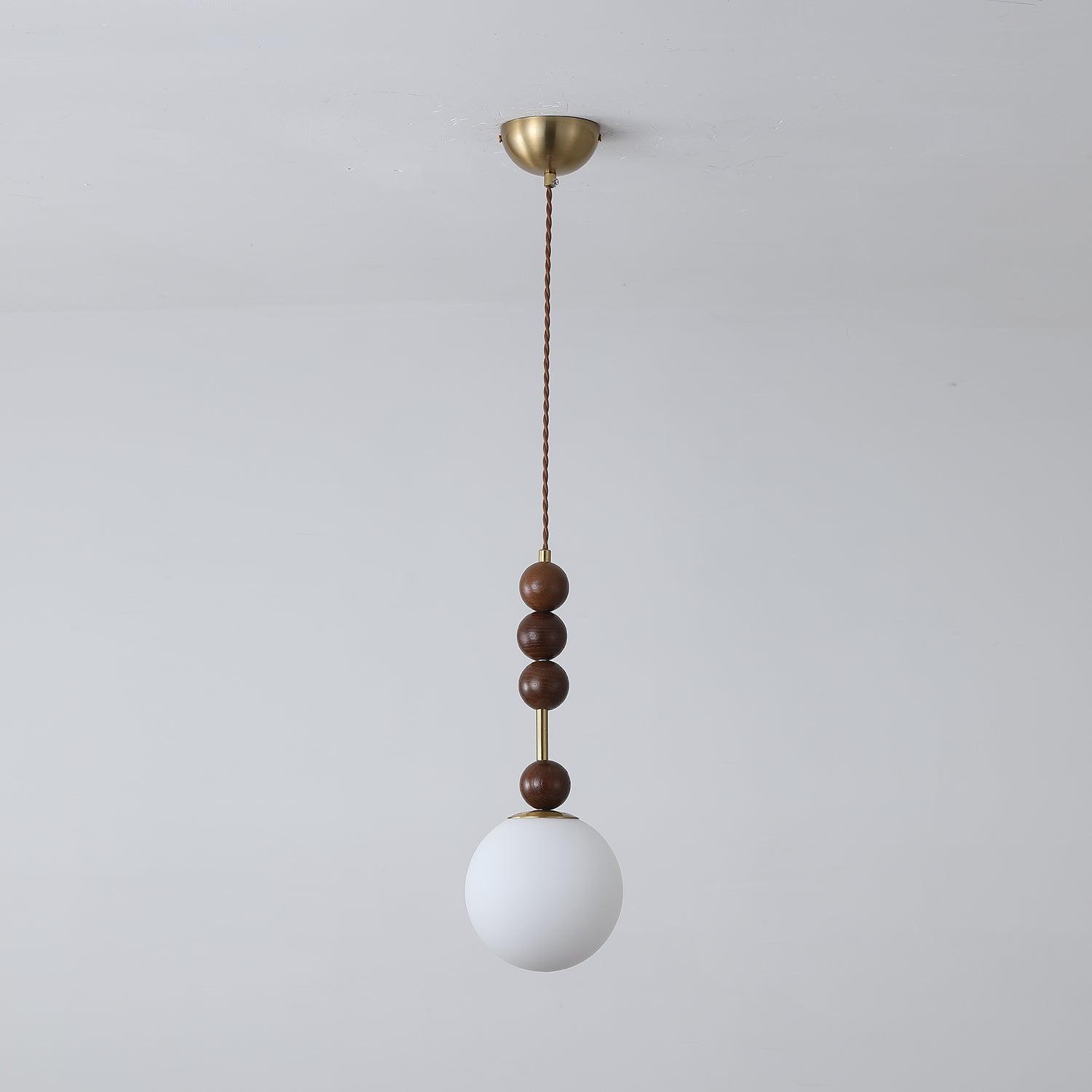 Norn Vintage Globe Pendant Light Wooden Beads