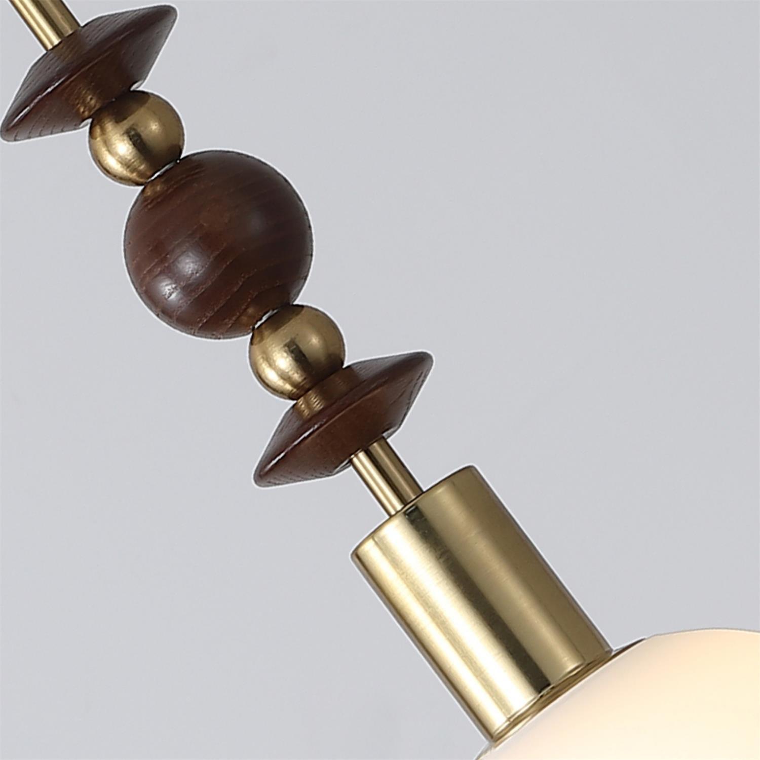Norn Vintage Globe Pendant Light Wooden Beads