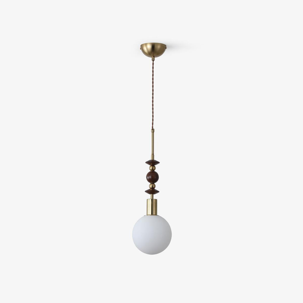Norn Vintage Globe Pendant Light Wooden Beads