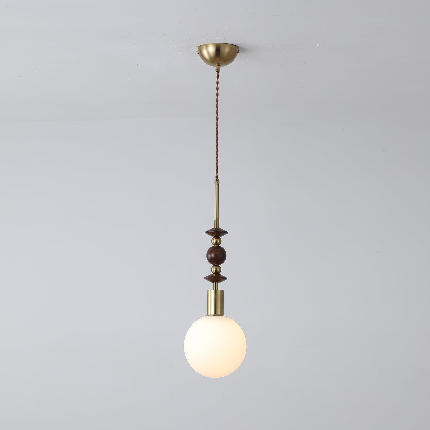 Norn Vintage Globe Pendant Light Wooden Beads