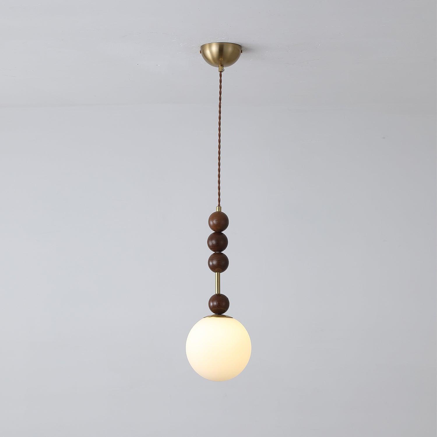 Norn Vintage Globe Pendant Light Wooden Beads
