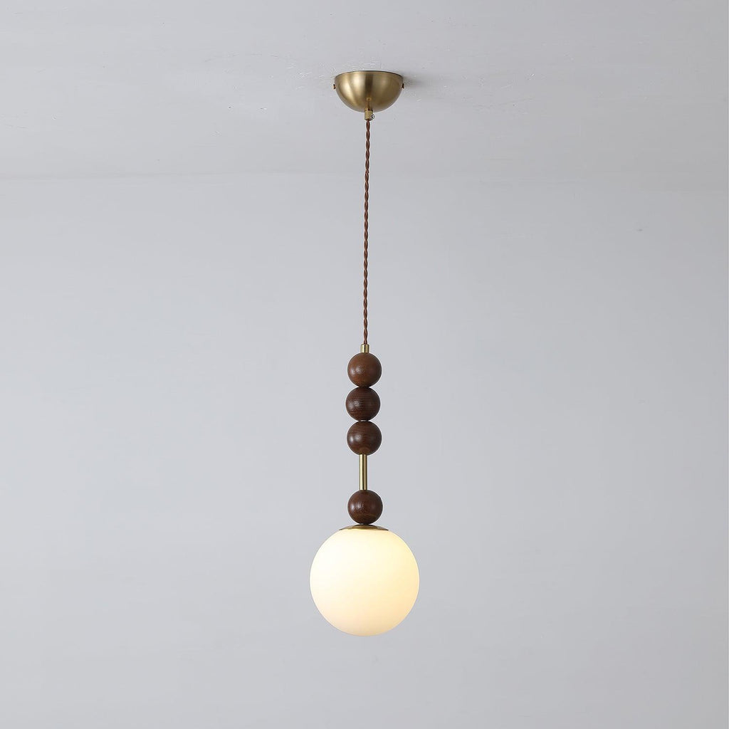 Norn Vintage Globe Pendant Light Wooden Beads