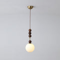 Norn Vintage Globe Pendant Light Wooden Beads