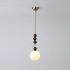 Norn Vintage Globe Pendant Light Wooden Beads