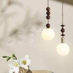Norn Vintage Globe Pendant Light Wooden Beads
