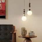 Norn Vintage Globe Pendant Light Wooden Beads
