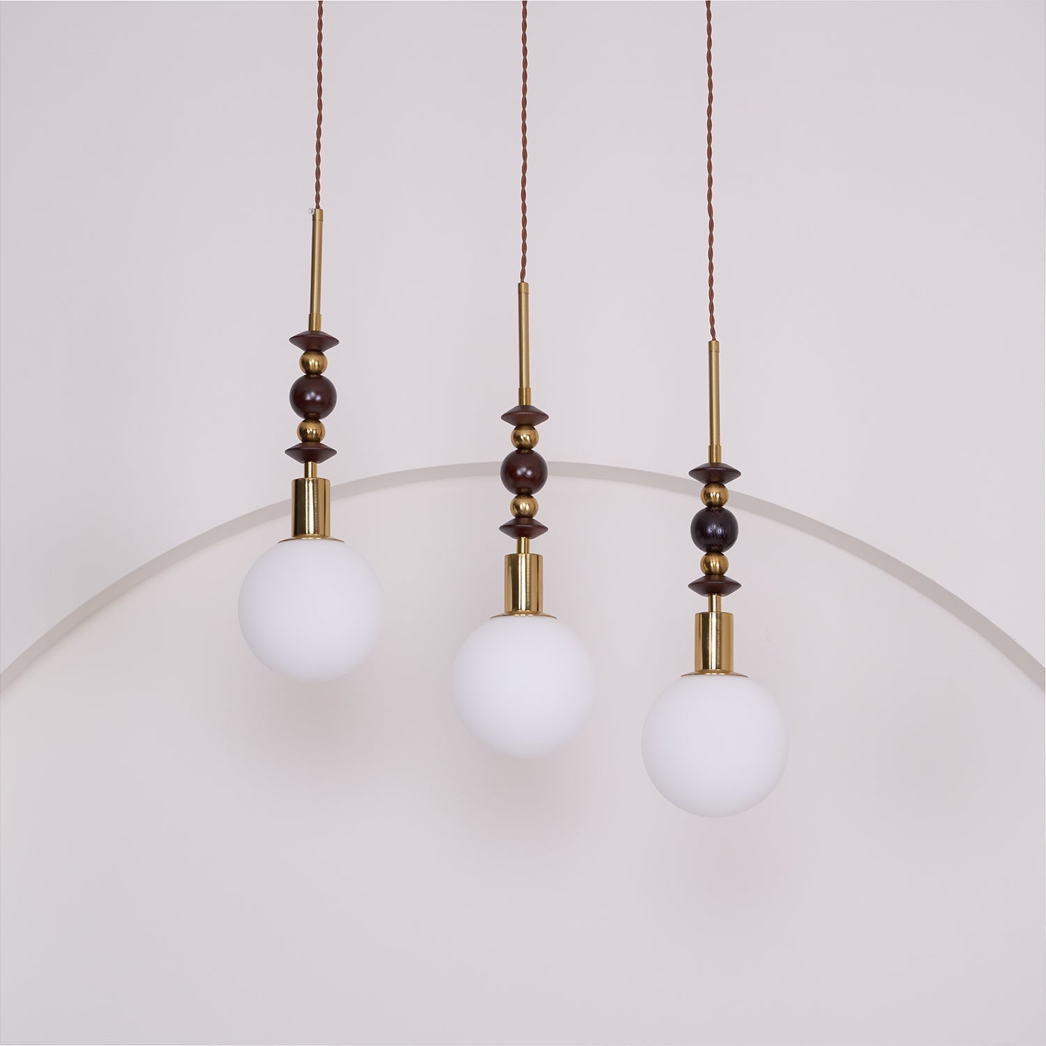 Norn Vintage Globe Pendant Light Wooden Beads