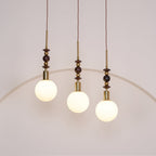 Norn Vintage Globe Pendant Light Wooden Beads