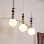 Norn Vintage Globe Pendant Light Wooden Beads