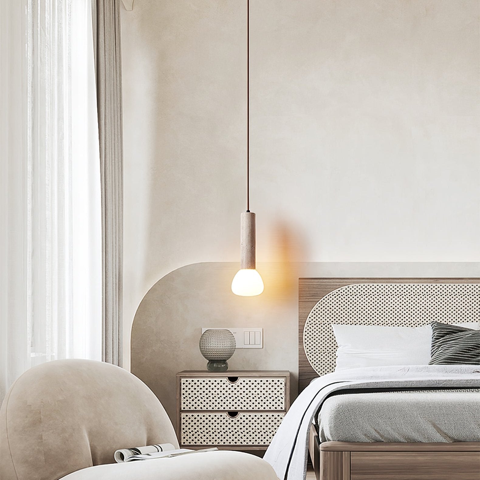 Cicaris Minimalist Travertine Pendant Light