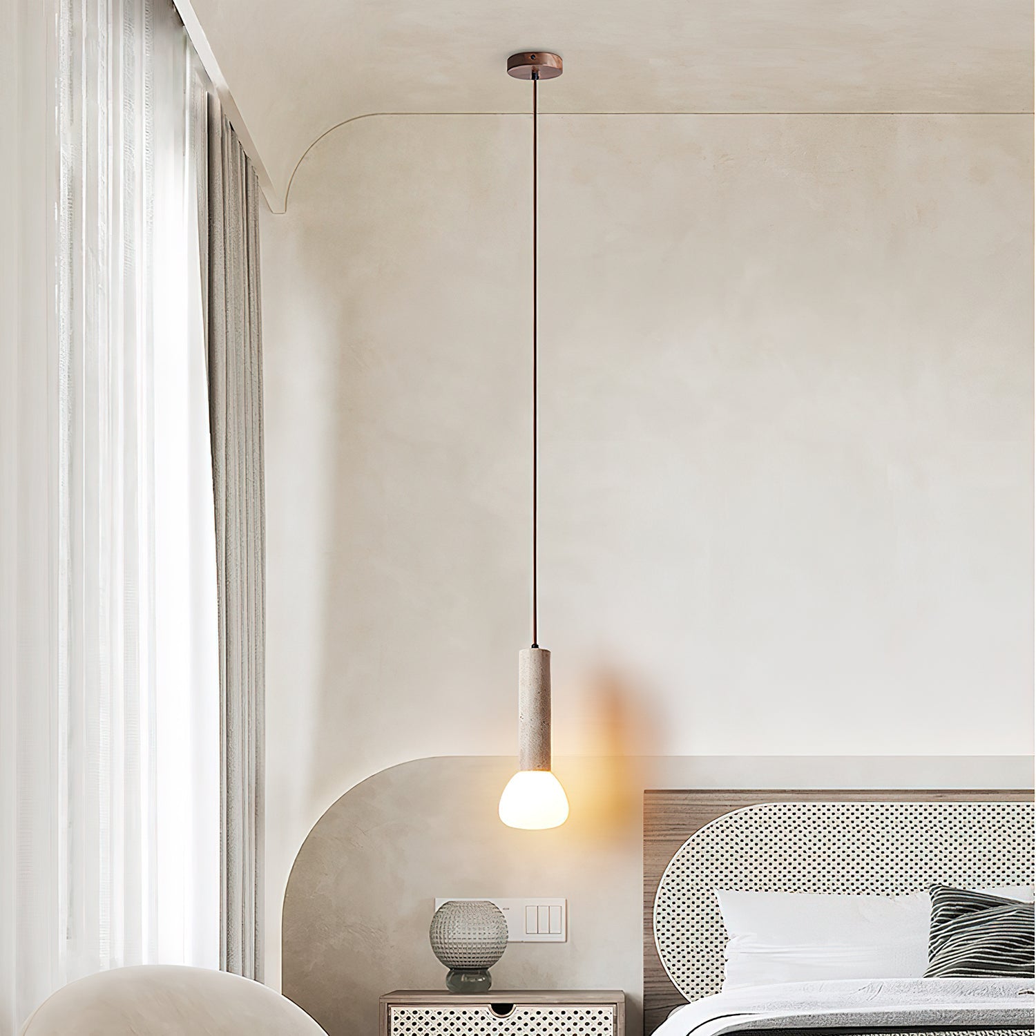 Cicaris Minimalist Travertine Pendant Light