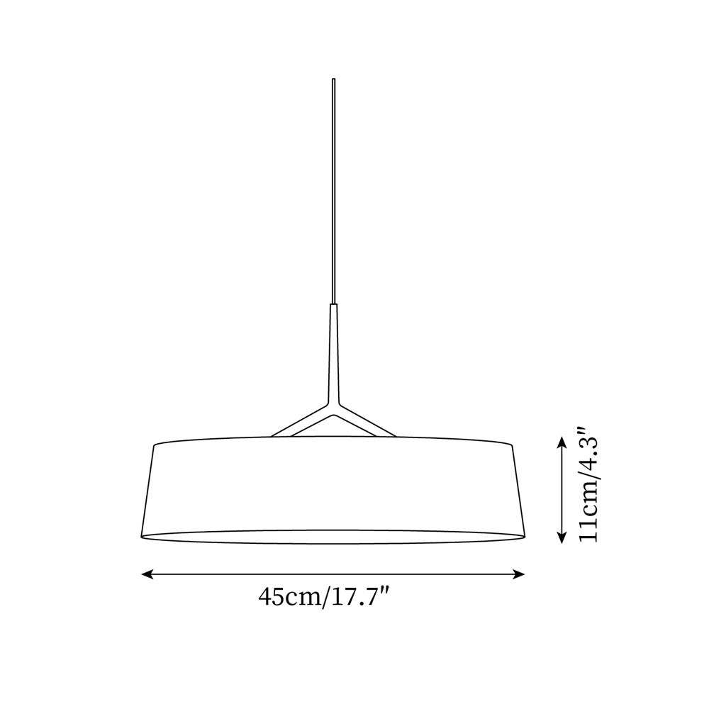Pendant Light White Fabric Drum Black