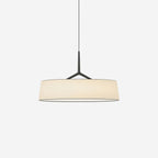 Pendant Light White Fabric Drum Black