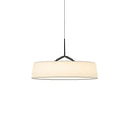 Pendant Light White Fabric Drum Black