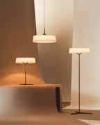 Pendant Light White Fabric Drum Black