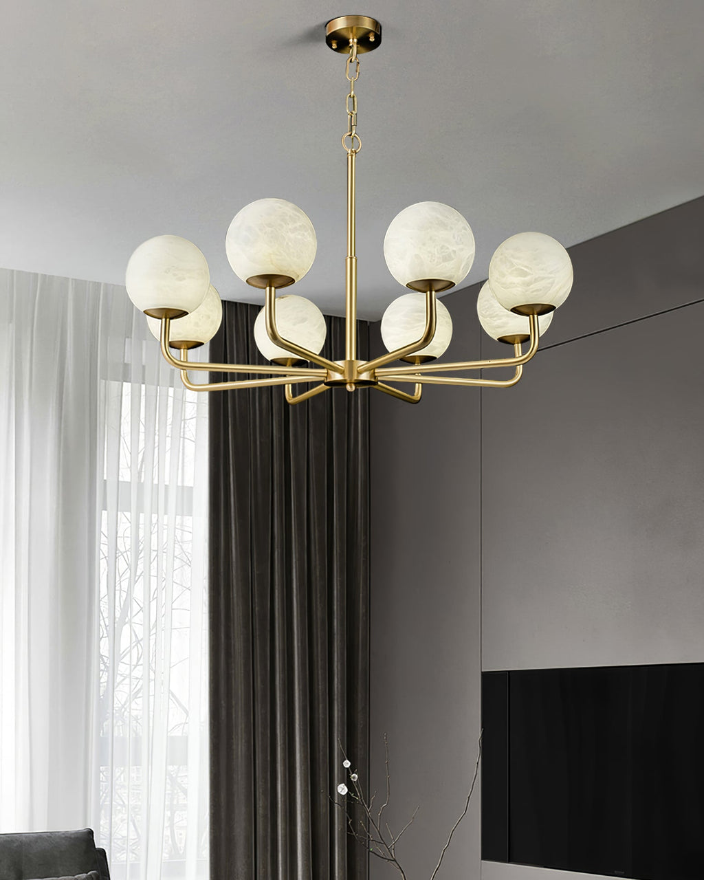 Erich Chandelier Alabaster Globe Elegance