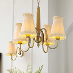 Faylin Vintage Brass Chandelier with Pleated Shades