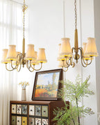 Faylin Vintage Brass Chandelier with Pleated Shades