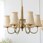 Faylin Vintage Brass Chandelier with Pleated Shades
