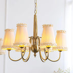 Faylin Vintage Brass Chandelier with Pleated Shades