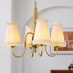 Faylin Vintage Brass Chandelier with Pleated Shades