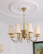 Faylin Vintage Brass Chandelier with Pleated Shades