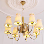 Faylin Vintage Brass Chandelier with Pleated Shades