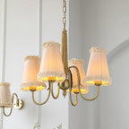 Faylin Vintage Brass Chandelier with Pleated Shades