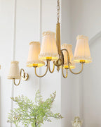 Faylin Vintage Brass Chandelier with Pleated Shades