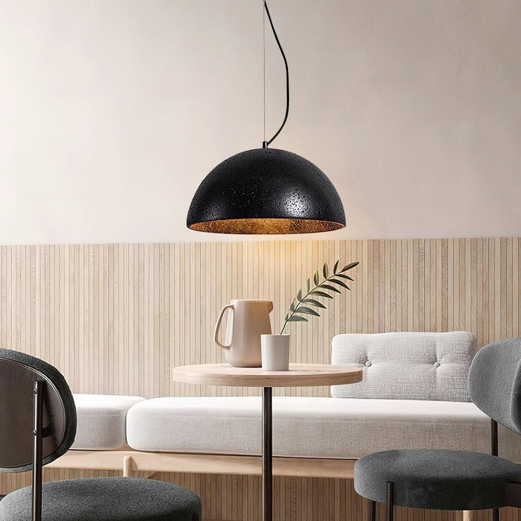 Ritta Pendant Light Travertine Dome Shade Industrial