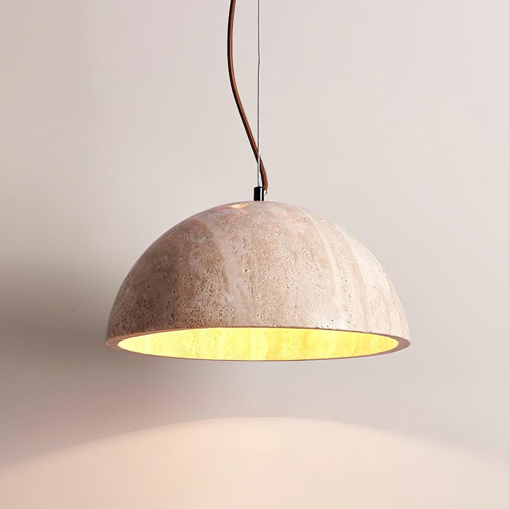 Ritta Pendant Light Travertine Dome Shade Industrial