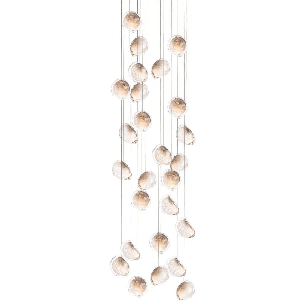 Chandelier Mesh Glass Orbs Cluster Metal Frame Modern Minimalist