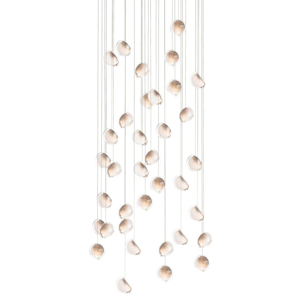 Chandelier Mesh Glass Orbs Cluster Metal Frame Modern Minimalist