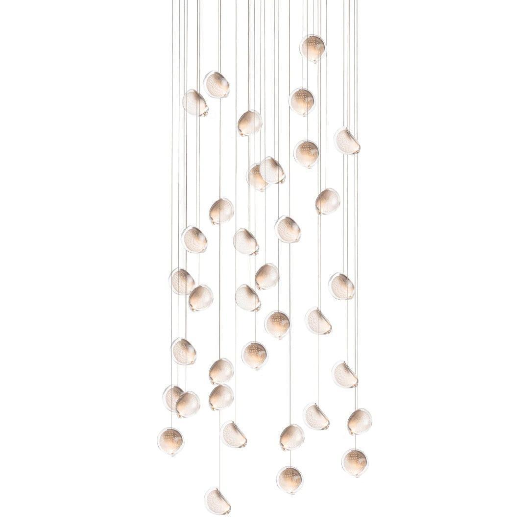 Chandelier Mesh Glass Orbs Cluster Metal Frame Modern Minimalist