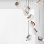 Chandelier Mesh Glass Orbs Cluster Metal Frame Modern Minimalist
