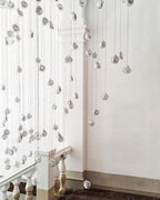 Chandelier Mesh Glass Orbs Cluster Metal Frame Modern Minimalist